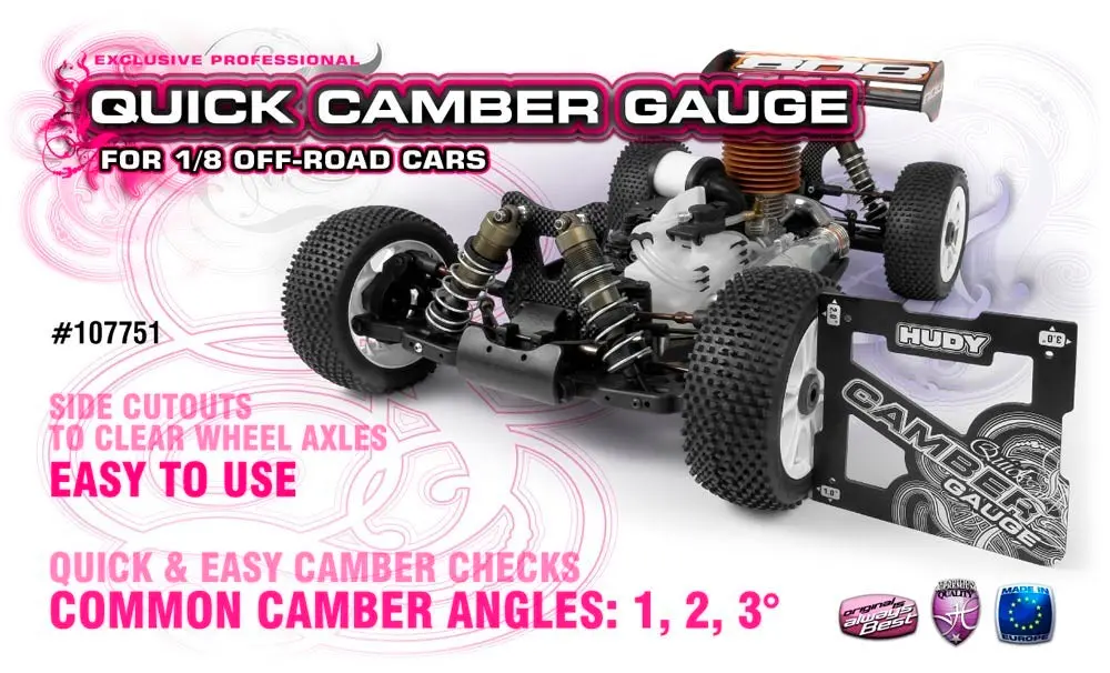 Hudy Quick Camber Gauge 1/8 Off-Road 1° 2° 3° - Hd107751 1