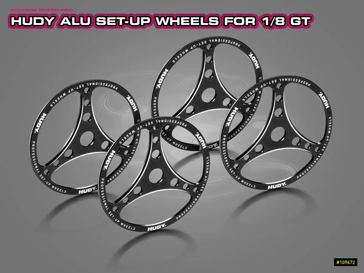 Hudy Aluminium Set-Up Wheel For 1/8 Gt (4) - Hd109672 1