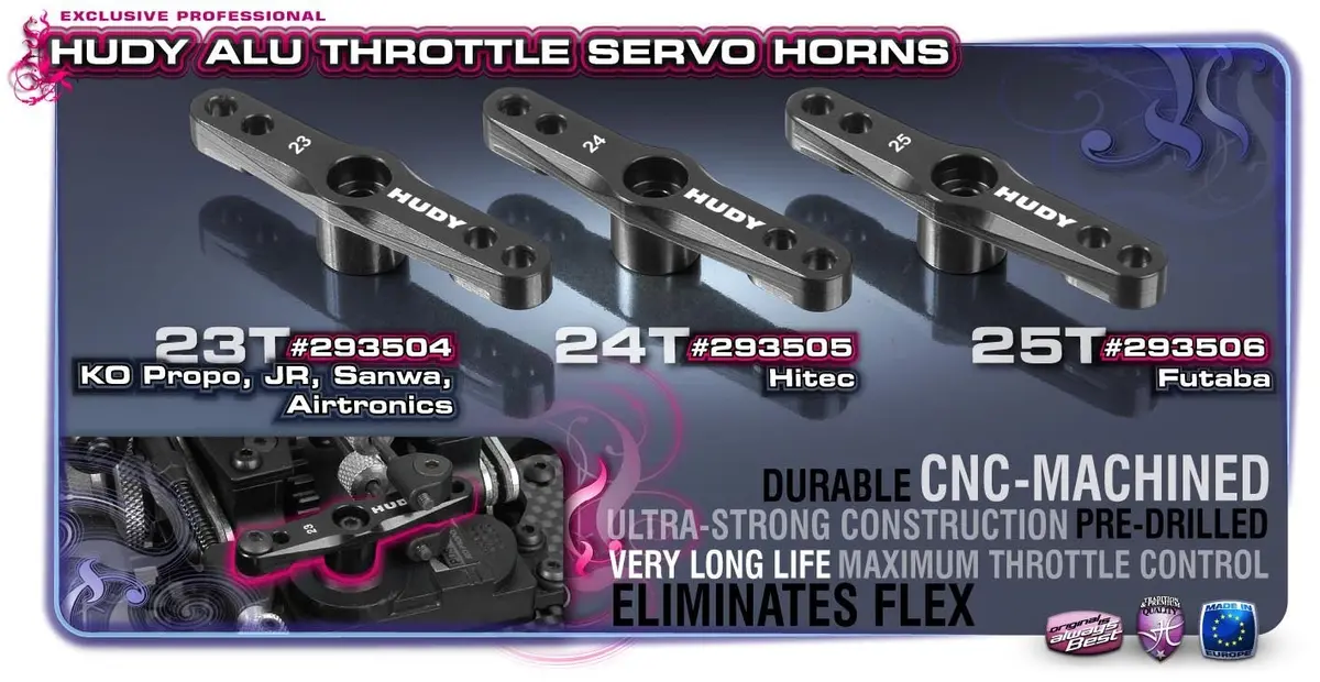 Hudy Alu Throttle Servo Horn 1/8 Off-Road Futaba - 25T - Hd293506 1