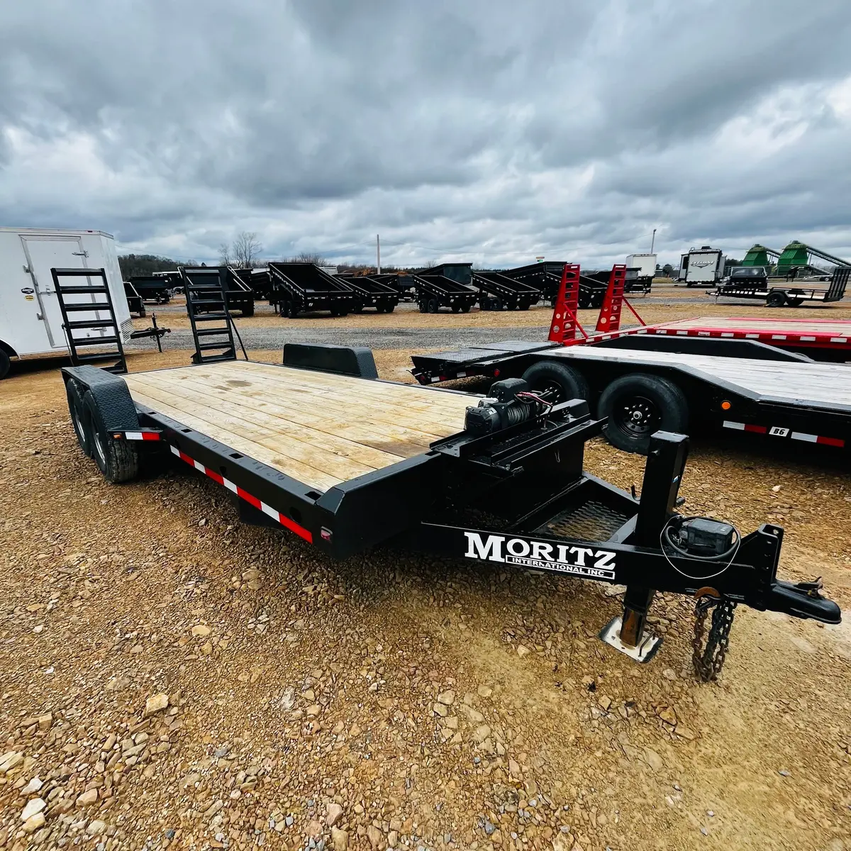 Pre Owned Moritz 7X18 14K Gvwr Equipment Trailer W/ Winch 1