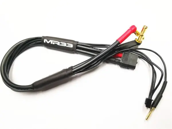 Mr33 2S Xt60 All-Black Charging Lead - 300Mm - (4 / 5Mm Dual Plug - Xh) Mr33-Bcl-Xt60 1