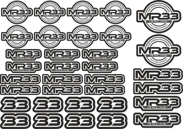 Mr33 Decal Sheet - Black / White  Mr33-Ds-Bw 1