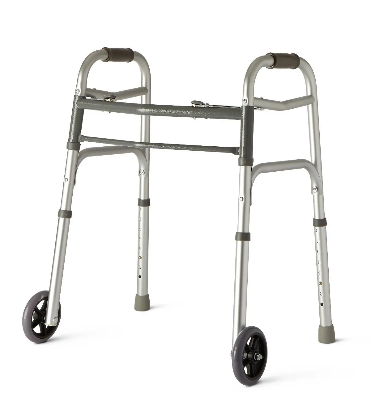 Two-Button Folding Walker W/ 5" Wheels, Youth 1