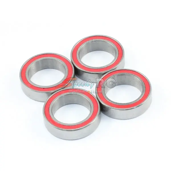 Radtec 10X15x4mm Competition Grade Ceramic Ball Bearing 4 Pcs Red Rubber Seal 1