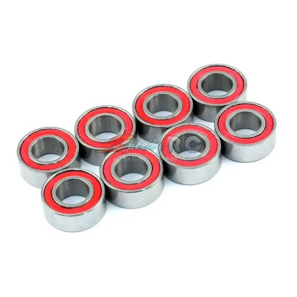Radtec 5X10x4mm Competition Grade Ceramic Ball Bearing 8 Pcs Red Rubber Seal 1