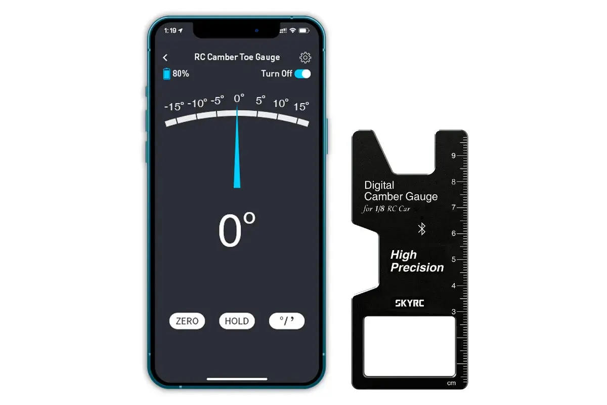 Skyrc Black Aluminium 1/8 Digital Camber Gauge 1