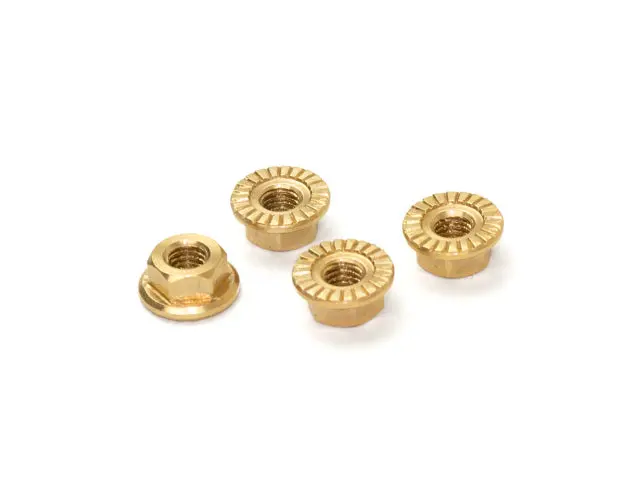 [Smj1345] Machine Cut Brass Serrate Flanged Wheel Nut M4 (4Pcs) 1