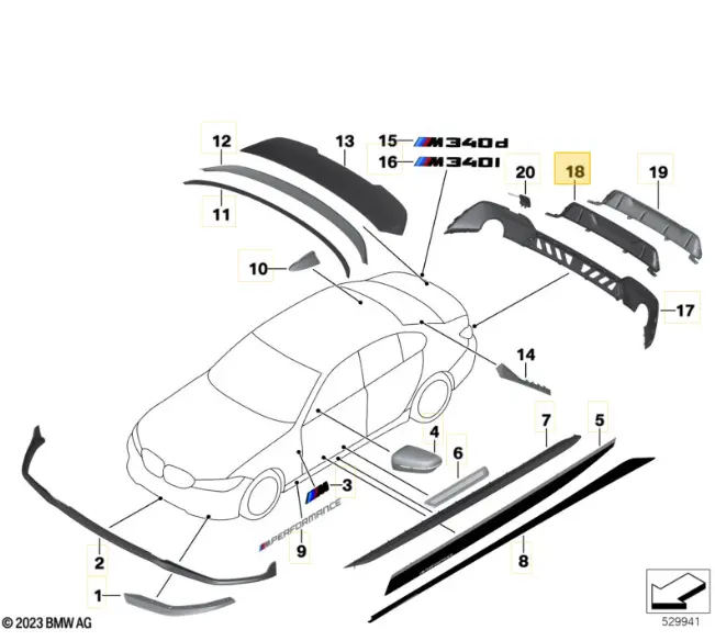 G20 M Performance Rear Diffuser High Gloss Black 1