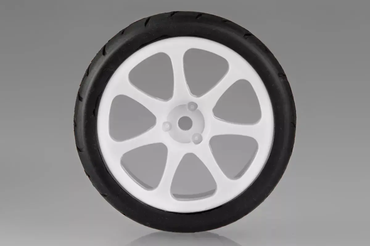 Team Powers 1/10 Touring Car 34S Treaded Radial Tyres W/ White Rims 4Pcs 2