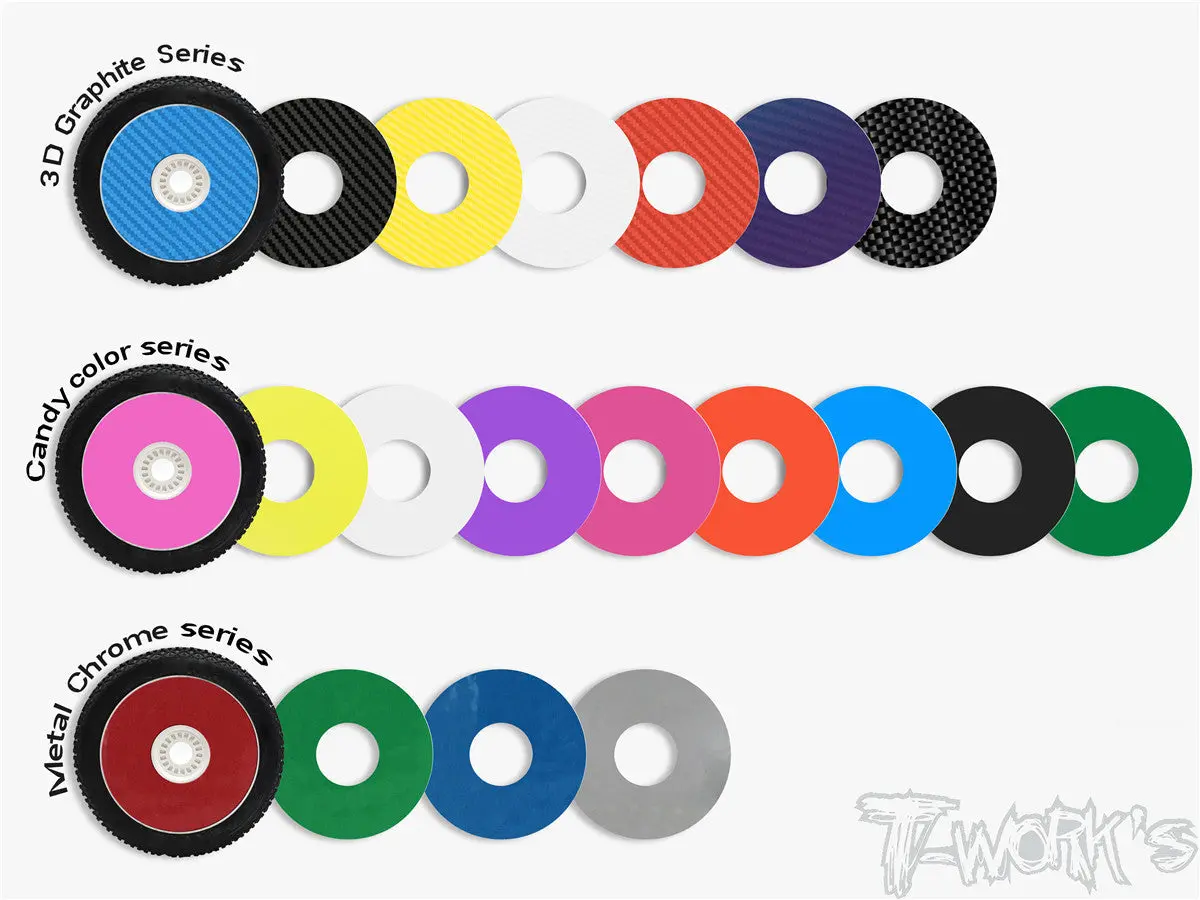 Ts-056-M Metal Chrome 1/8 Buggy Rims Sticker 8Pcs.(4Colors) 1