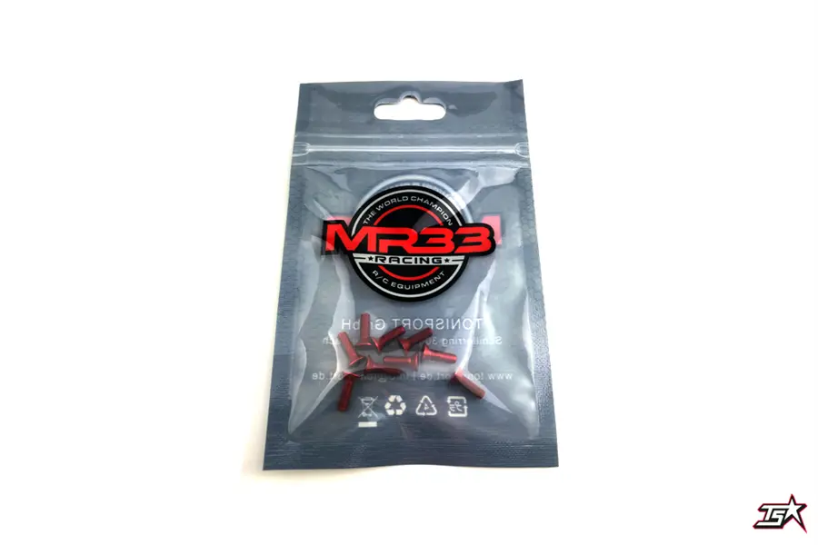 Mr33 Aluminum Flathead Screw Set M3x10 - Red (10) Used-47 1