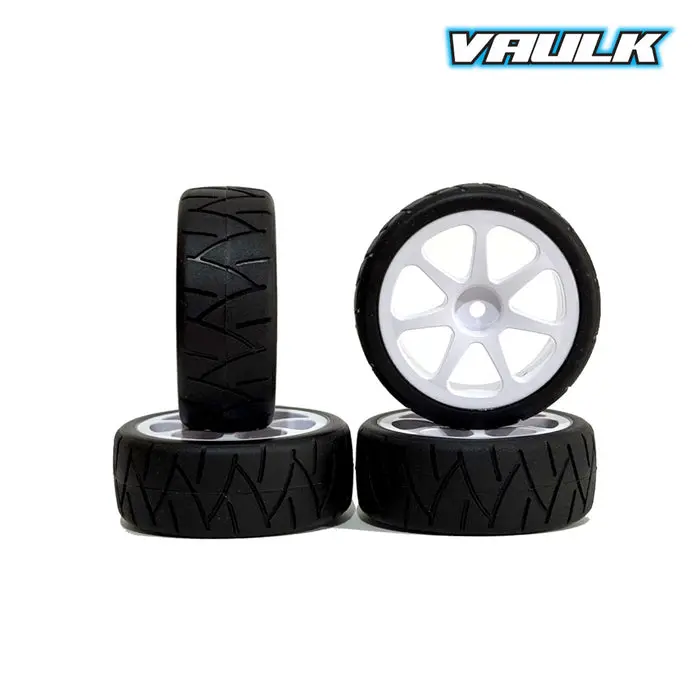 Vaulk Vk-1033W Pre-Glued 32Rj Grooved (Radial) Tire On 7-Spoke White Wheel (4Pcs) 1