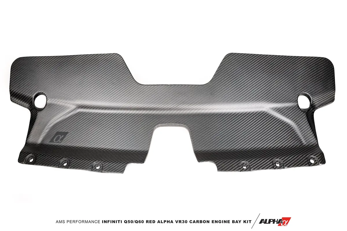 Ams Performance Infiniti Q50 / Q60 Red Alpha Matte Carbon Front Duct 1