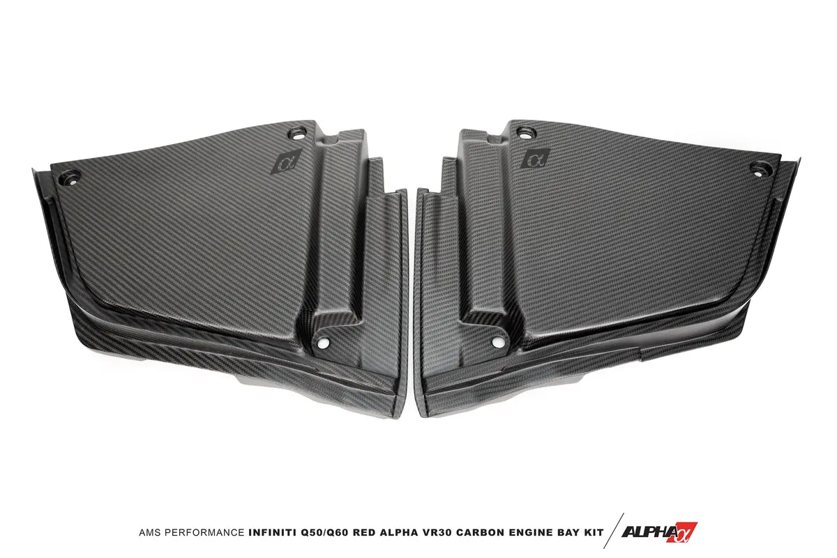 Ams Performance Infiniti Q50 / Q60 Red Alpha Matte Carbon Rear Engine Bay Cover Set 1