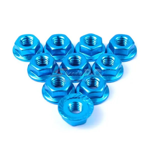 Yeah Racing 4Mm Aluminium Serrated Lock Nut 10Pcs (Lb) 1