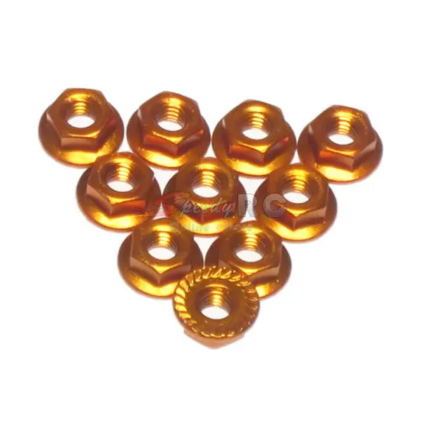 Yeah Racing 4Mm Aluminium Serrated Lock Nut 10Pcs (Or) 1