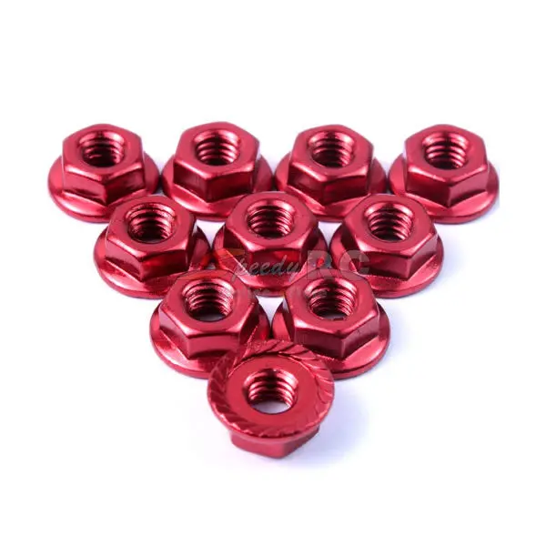 Yeah Racing 4Mm Aluminium Serrated Lock Nut 10Pcs (Rd) 1