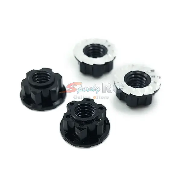 Yeah Racing 4Mm Aluminium Wheel Flange Lock Nut 4Pcs Black Ya-0448Bk 1