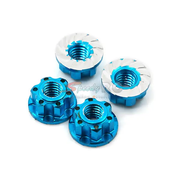 Yeah Racing 4Mm Aluminium Wheel Flange Lock Nut 4Pcs Dark Blue Ya-0448Db 1