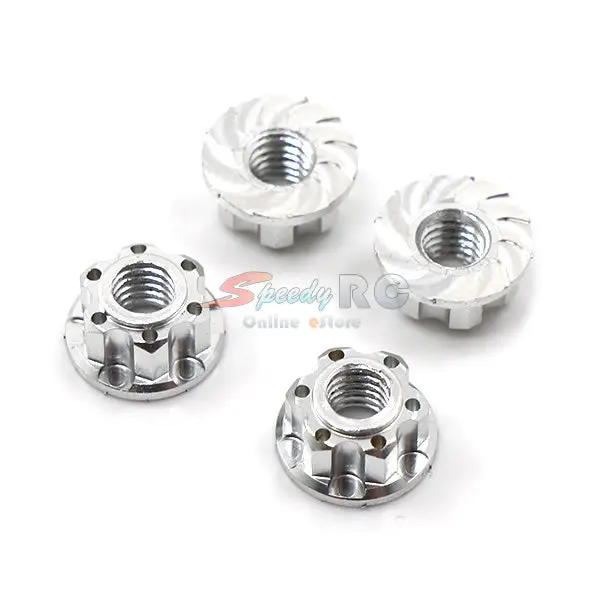 Yeah Racing 4Mm Aluminium Wheel Flange Lock Nut 4Pcs Silver Ya-0448Sv 1