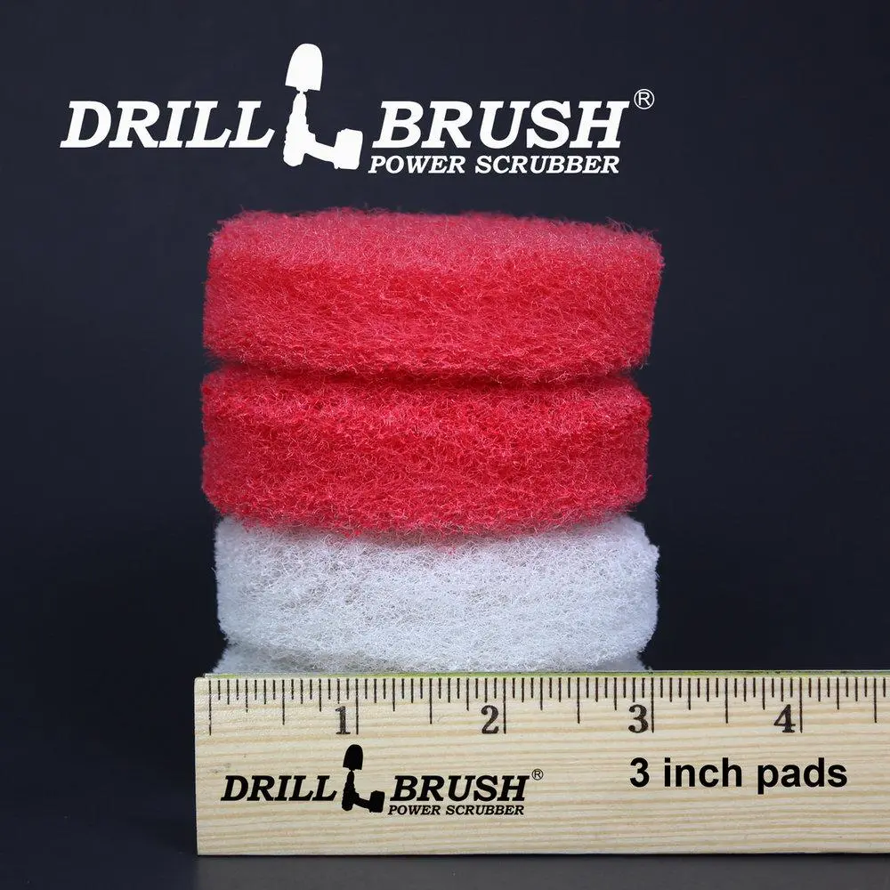 3In Scrubbing Pad (Hook And Loop Attachable) 4 Pads Set Red/White 1