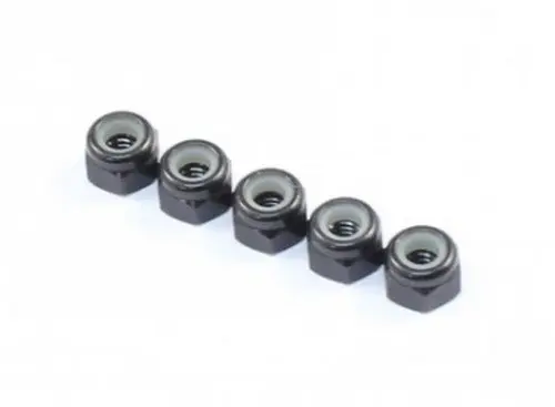 Radtec M3 X 5.5 Aluminum Lock Nuts, 5Pcs, Black 1