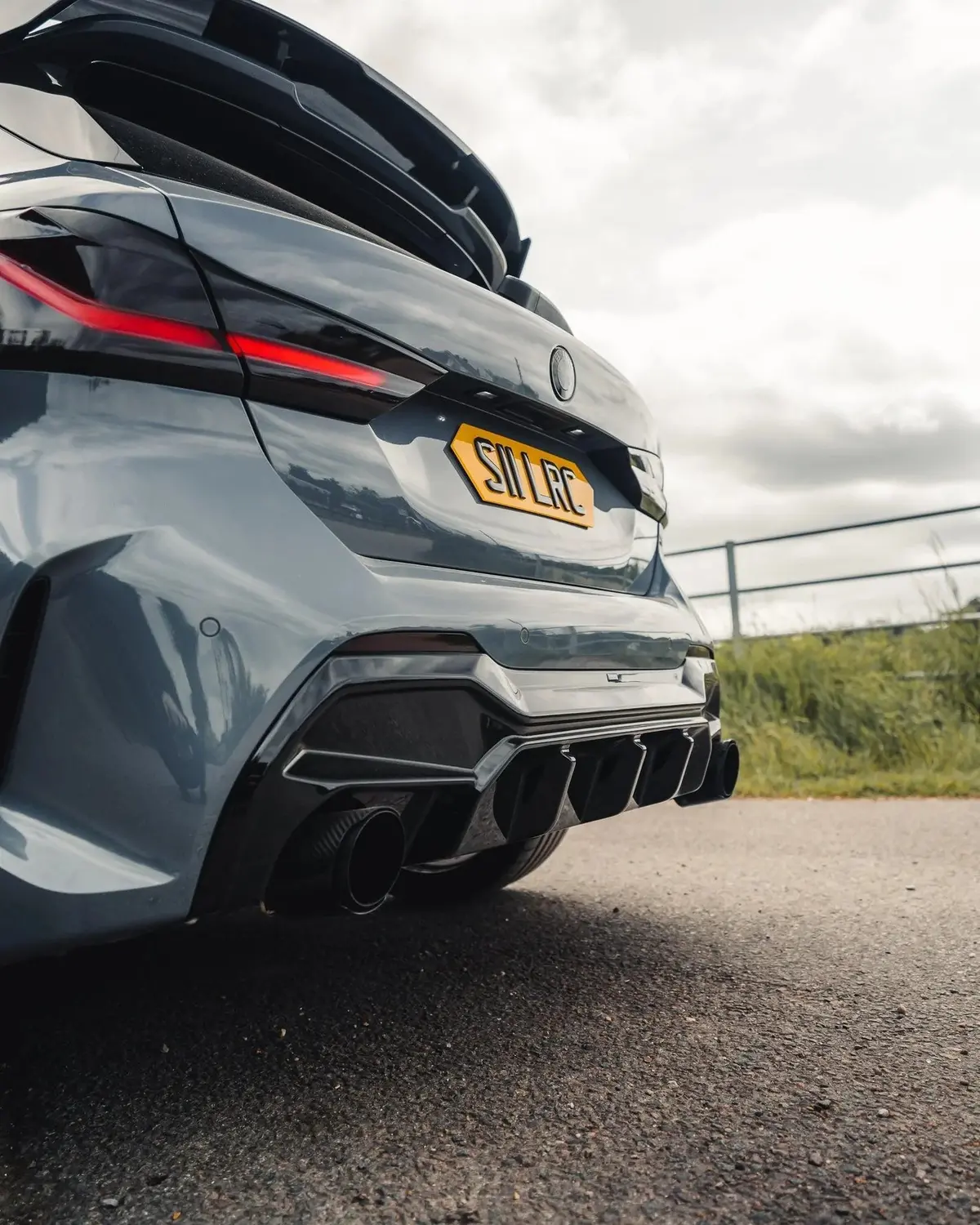 Bmw M135i & 1 Series Dual Exit (128Ti, 120D, 120I) F40 Evo-1 Gloss Black Rear Diffuser By Zaero (2019+) 2