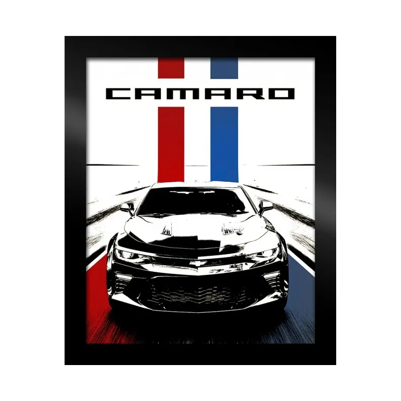 Framed Camaro Canvas - Red/White/Blue 1