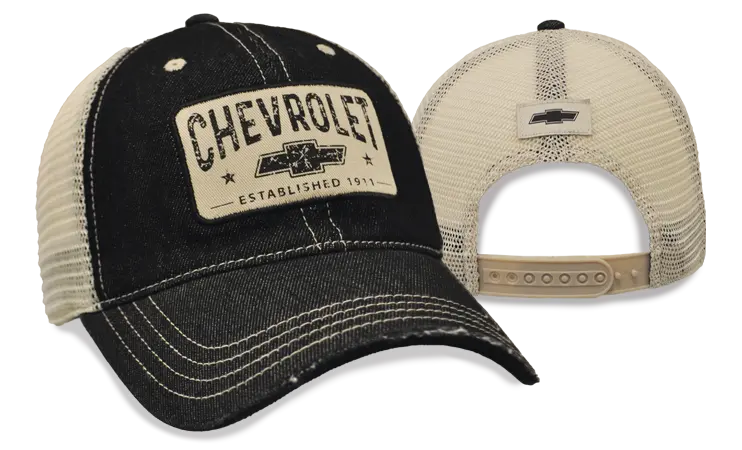 Chevrolet Black Heavy Wash Denim Cap 1