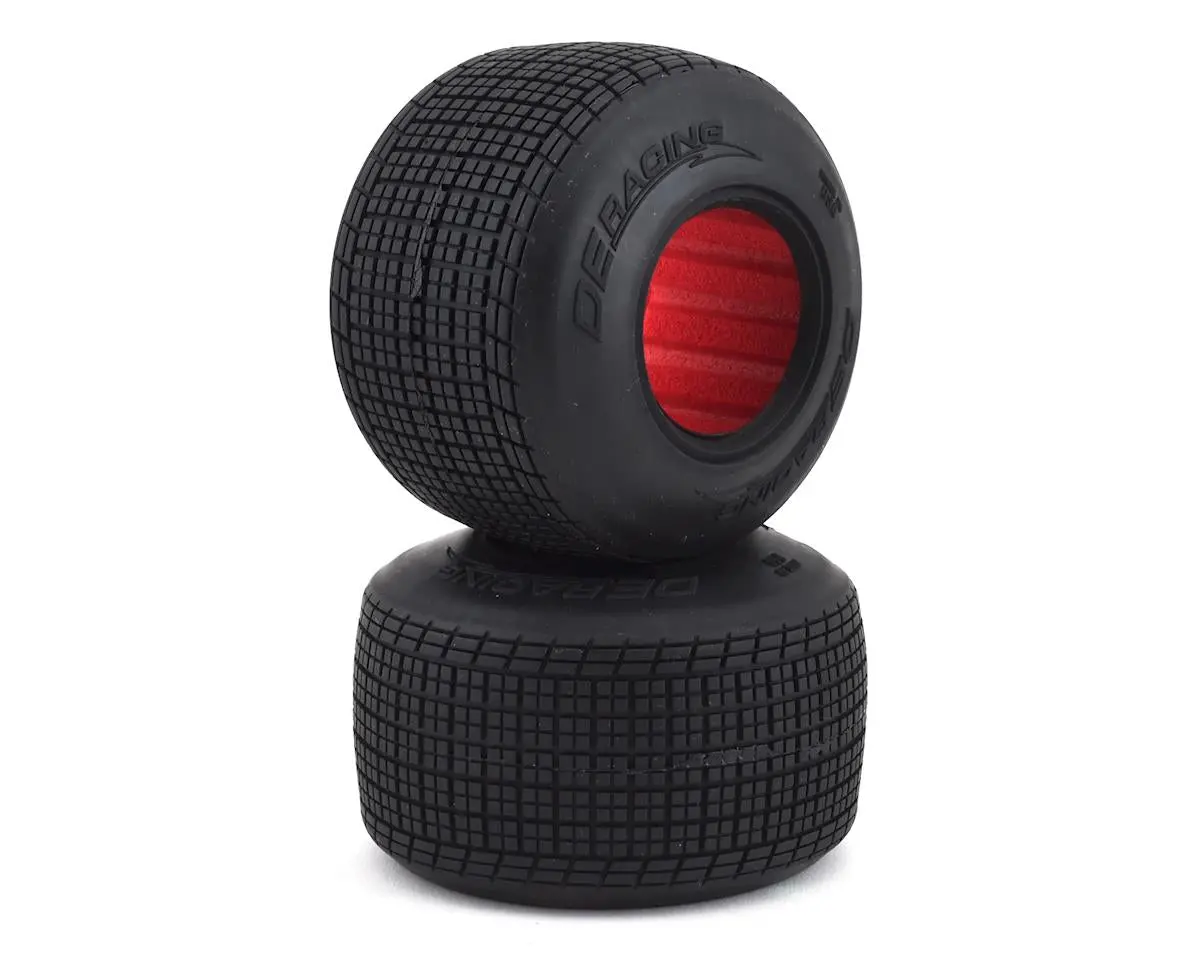 De Racing Outlaw Sprint Hb Dirt Oval Rear Tires W/Red Insert (2) (Clay) Der-Osr2-C1 1
