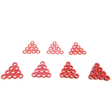 Yeah Racing Aluminum M3 Flat Washer 0.25 / 0.5 / 1 / 1.5 / 2 / 2.5 / 3Mm 10Pcs Set Red Ya-0390Rd 1