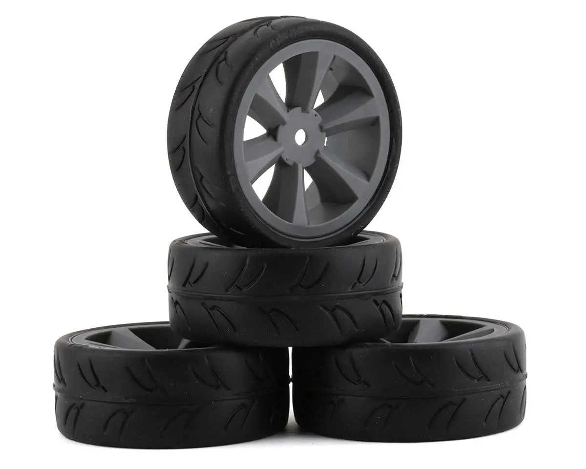Gravity Rc Usgt Pre-Mounted Gt Belted Rubber Tires W/Gt Wheel (Grey) (4) W/12Mm Hex 1