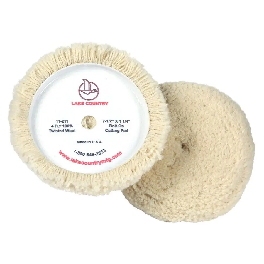 Lake Country Heavy Cutting Twisted Wool Pad (6.5", 7.5") 1