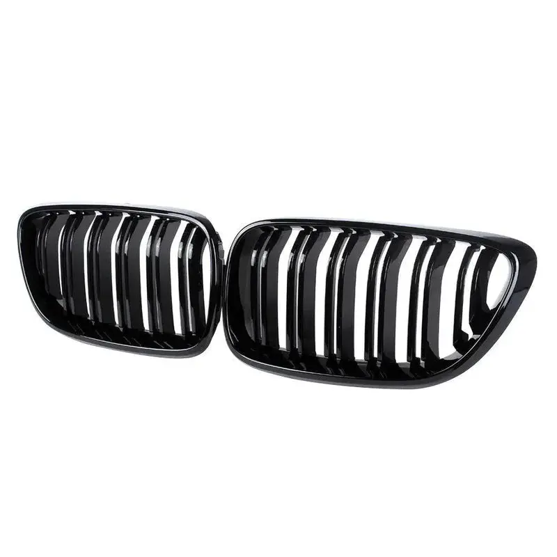 Gloss Black Double Slat Kidney Grilles For Bmw 2 Series (2014-2020, F22) 1