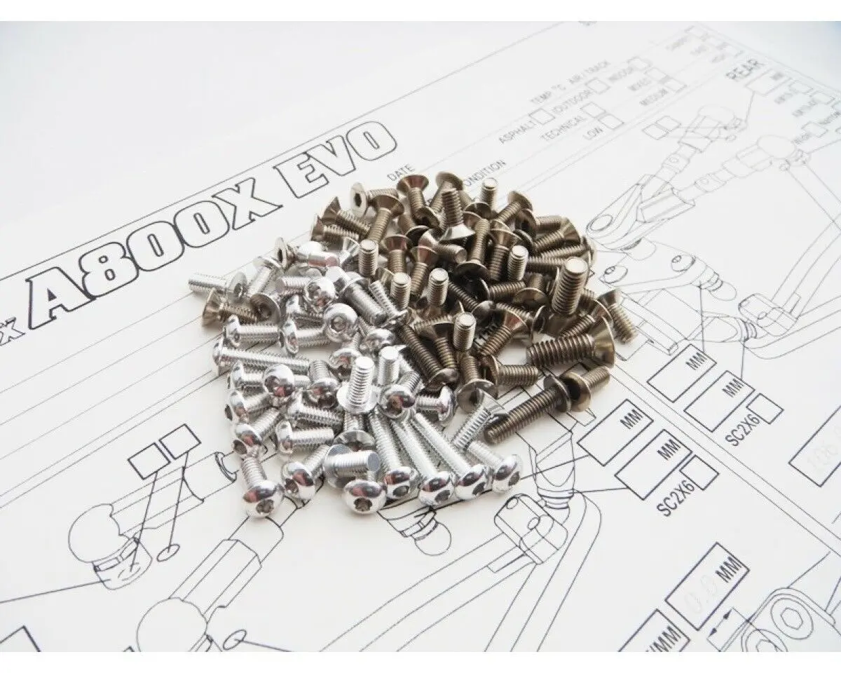 Hiro Seiko A800x Evo Titan Alum Hex Socket Screw Set Silver Hs-48431 1