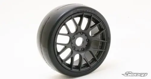 Sp 1/8 Belted Gt Tires Slicks Mounted On Black Rims 17Mm -Soft- 2 Per Pack R3 1
