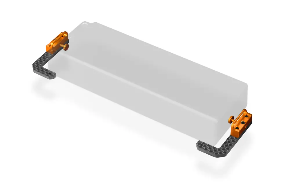 T4'19 Graphite + Alu Fully Adjustable Battery Holder 1