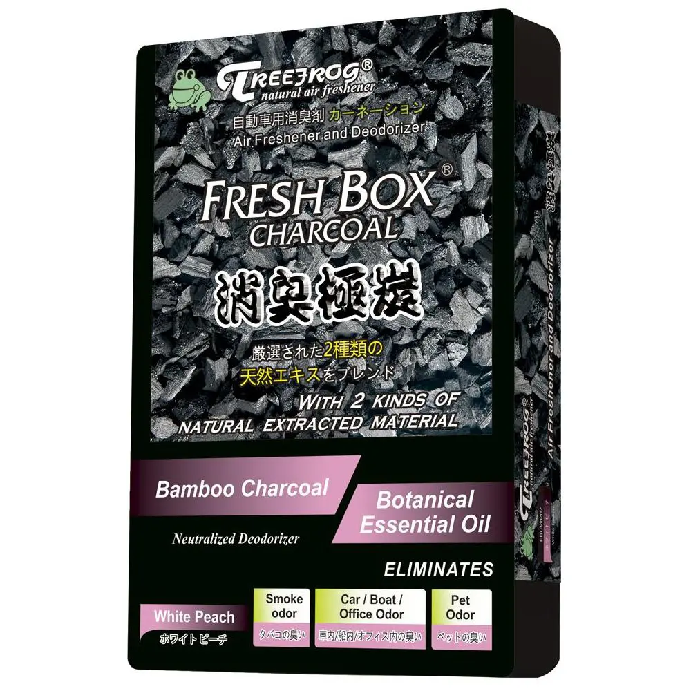 Treefrog Fresh Box Charcoal - White Peach Air Freshener 1