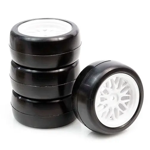 Volante Preglued 30R 0 Offset Rubber Slick Tire 4 Pcs White For 1/10 Mini Rc 1