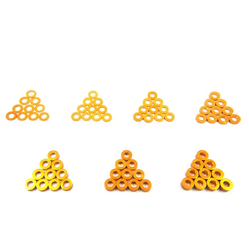 Yeah Racing Aluminum M3 Flat Washer 0.25 / 0.5 / 1 / 1.5 / 2 / 2.5 / 3Mm 10Pcs Set Orange Ya-0390Or 1