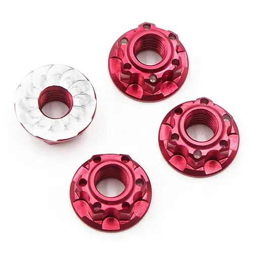 Yeah Racing Ya-0448Rd) 4Mm Aluminium Wheel Flange Lock Nut 4Pcs For Rc Car Red 1