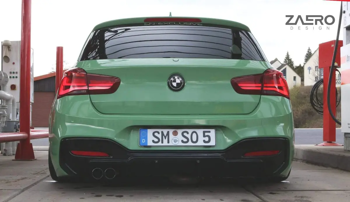 Bmw 1 Series M Sport F20 F21 Lci Single Exit (118I 120I 120D 125I) Evo-1 Gloss Black Rear Diffuser By Zaero (2015-2019) 2