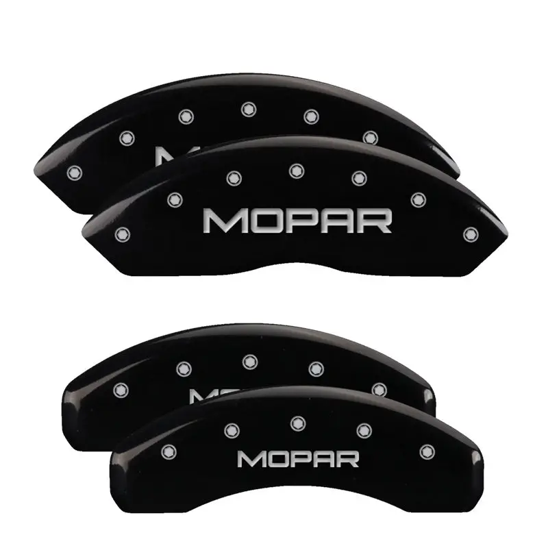 Mgp Engraved 4-Piston Caliper Covers – Front & Rear, Black With Silver Accents 1