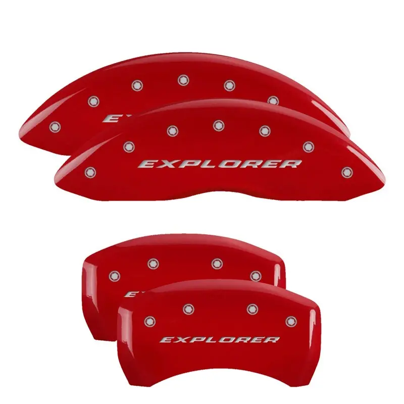 Mgp Engraved 4-Piston Caliper Covers – Front & Rear, St Red Finish With Silver Accent, No-Bolt Installation 1
