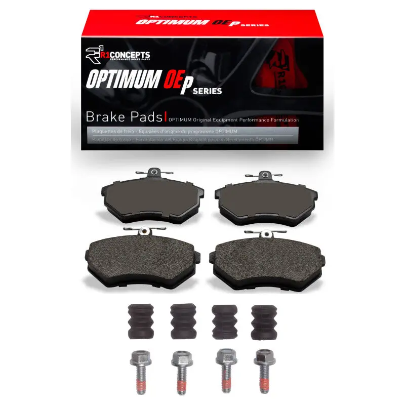 R1 Optimum Oe Front Brake Pad & Hardware Kit For 1980–1996 Audi 5000 1