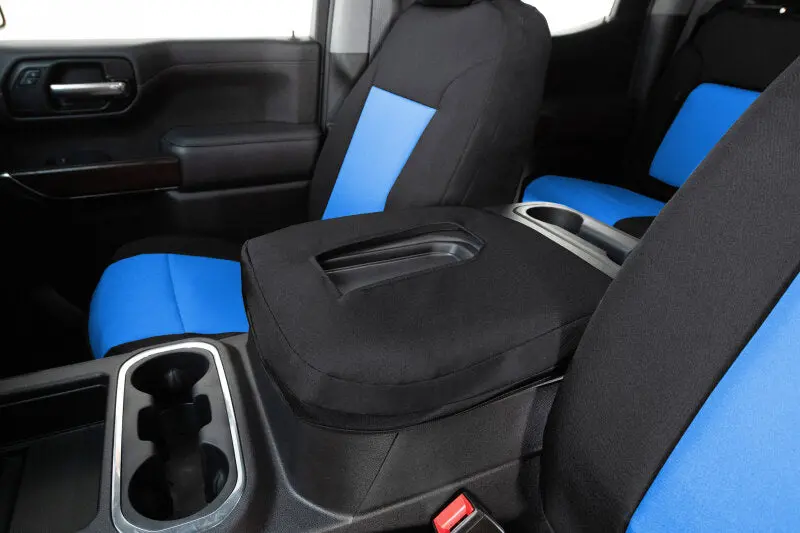 Covercraft Precisionfit Front Seat Covers – 2023–2024 Chevrolet Silverado, Blue/Black Trim 1