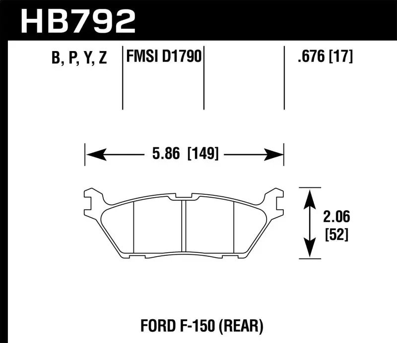 Hawk 15 Ford F-150 Performance Ceramic Street Rear Brake Pads 1