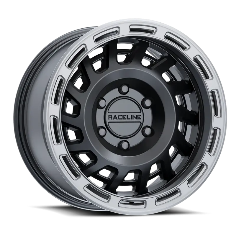 Raceline 957Bs Halo Alloy Wheel — 17X9", 6X139.7, -12Mm Offset, 106.1Mm Bore, Black & Silver Lip 1