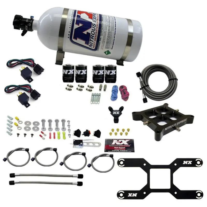 Nitrous Express 4150 Dual Stage Billet Crossbar Nitrous Kit (50-300 & 100-500Hp) W/10Lb Bottle 1