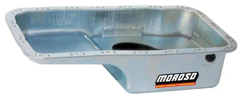 Moroso 4-Quart Steel Wet Sump Oil Pan For Acura/Honda B16A3 1.6L Engines (With Drainbacks) 1